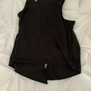 Black Asymmetrical Cut Out Muscle Tee